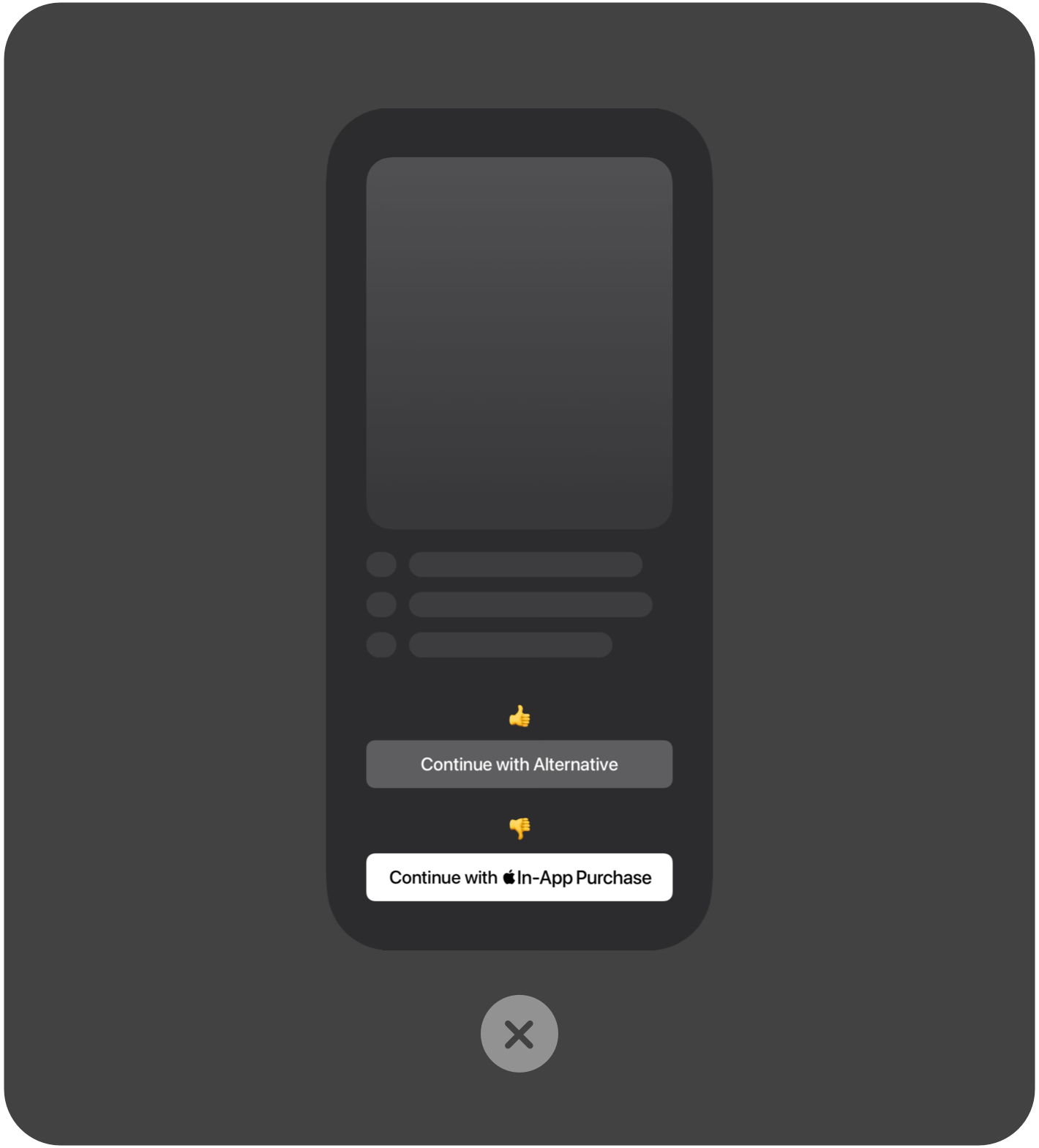 Step 3 of payment flow showing disclosure sheet informing user they will transact with the developer